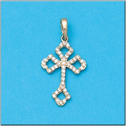 [C460] CRUZ ORO 18KL CIRCONITAS - 14X22MM