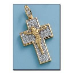 [C44] CRUZ ORO DE 18KL CON CRISTO Y CIRCONITAS