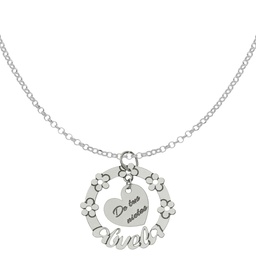 [AG2061] GARGANTILLA ABUELA + FLORES PLATA 925MM 