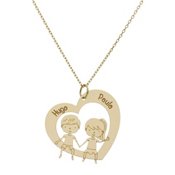 [G998] GARGANTILLA CORAZON+NIÑA+NIÑO ORO 18KL
