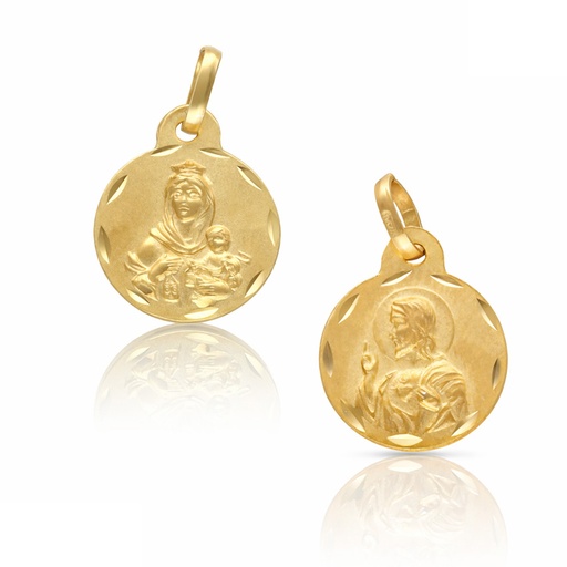 MEDALLA PLATA CHAPADA EN ORO ESCAPULARIO - 14MM