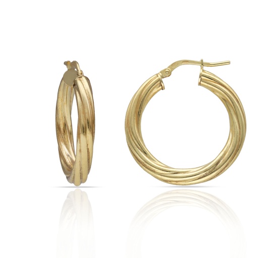 AROS PLATA CHAPADA EN ORO RIZADOS - 20MM