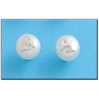 PENDIENTE PLATA 925MM DELFIN PERLA