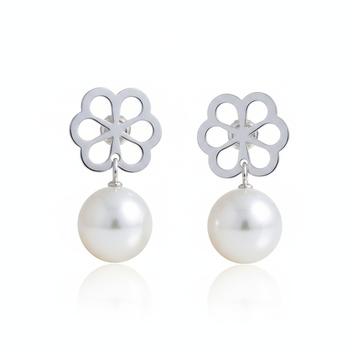 PENDIENTE PLATA 925MM FLOR PERLA