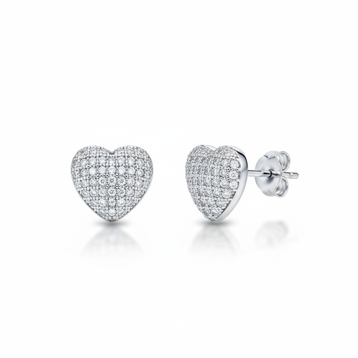 PENDIENTES CORAZON CIRCONITA PLATA 925MM 