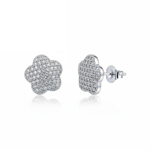 PENDIENTES FLOR CIRCONITAS PLATA 925MM