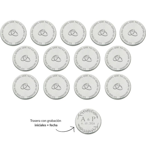 ARRAS PERSONALIZADAS ALIANZAS · ACERO PLATEADO