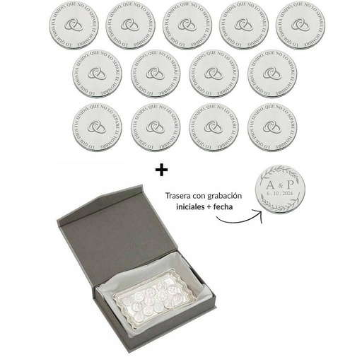 ARRAS PERSONALIZADAS ALIANZAS · ACERO PLATEADO + BANDEJA + ESTUCHE