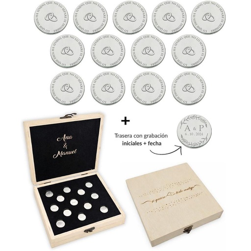 ARRAS PERSONALIZADAS ALIANZAS · ACERO PLATEADO + ESTUCHE MADERA