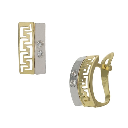 PENDIENTES ORO 18KL BICOLOR CIRCONITAS