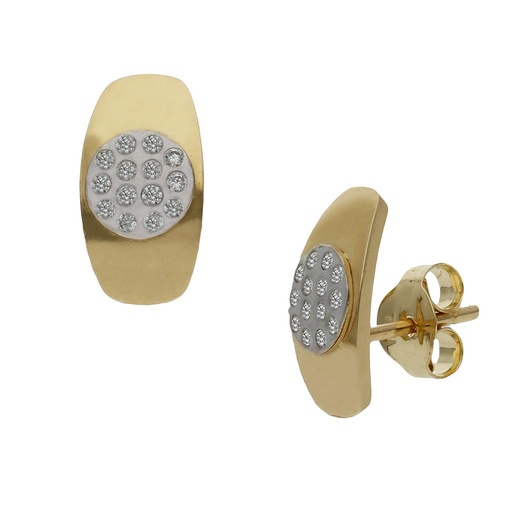 PENDIENTES ORO 18KL BICOLOR OVAL - 6x11MM