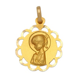 [M222] MEDALLA ORO 18KL VIRGEN NIÑA - 17MM