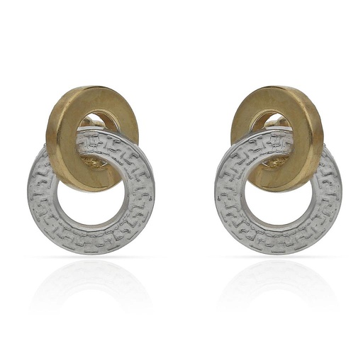 PENDIENTES ORO 18KL BICOLOR TALLADOS