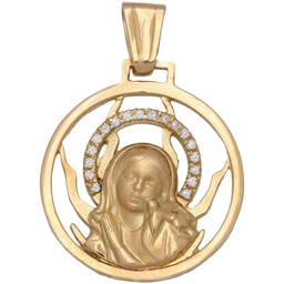 [M434] MEDALLA ORO 18KL VIRGEN NIÑA DE 22MM