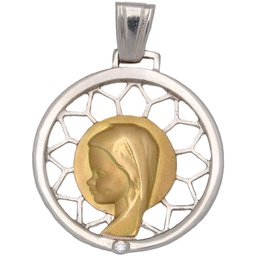 [M411] MEDALLA ORO 18KL VIRGEN NIÑA DE 23MM