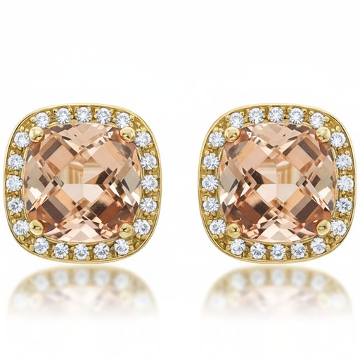 PENDIENTES ORO 18KL CIRCONITAS + PIEDRA COLOR