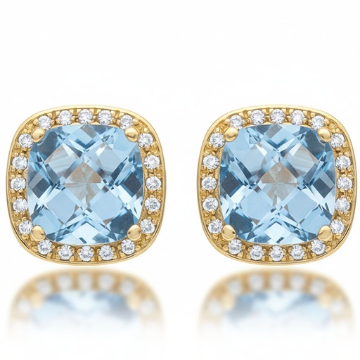 PENDIENTES ORO 18KL CIRCONITAS + PIEDRA COLOR