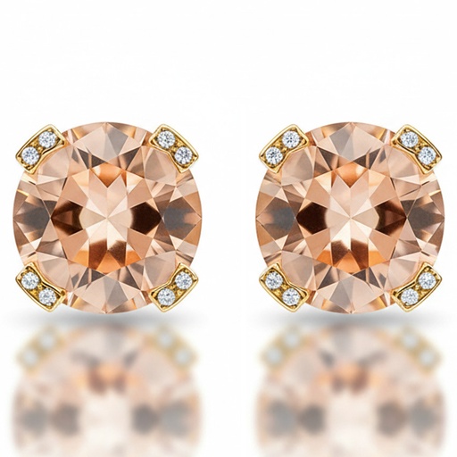 PENDIENTES ORO 18KL CIRCONITAS + PIEDRA COLOR