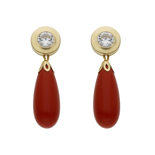 PENDIENTES ORO 18KL CORAL SINTETICO