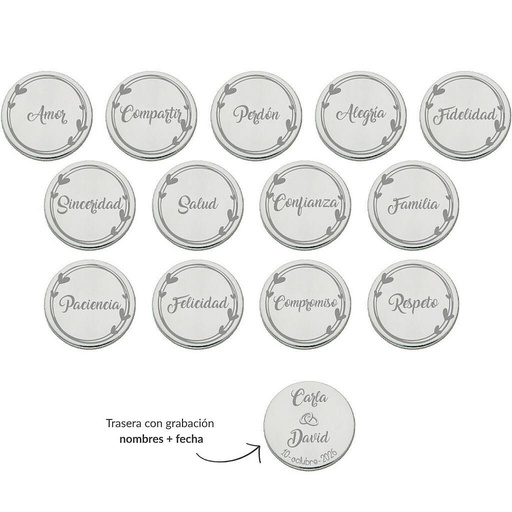 ARRAS PERSONALIZADAS PALABRAS · ACERO PLATEADO