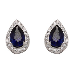 [P6725] PENDIEN ORO BLANCO DE 18KL CRISOPAL AZUL