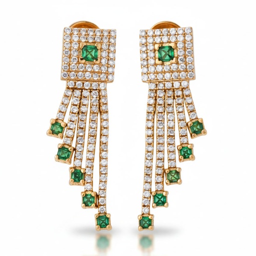 PENDIENTES ORO 18KL CRISOPAL Y CIRCONITAS