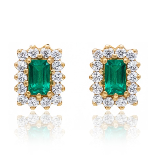 PENDIENTES ORO 18KL ESMERALDA FINA