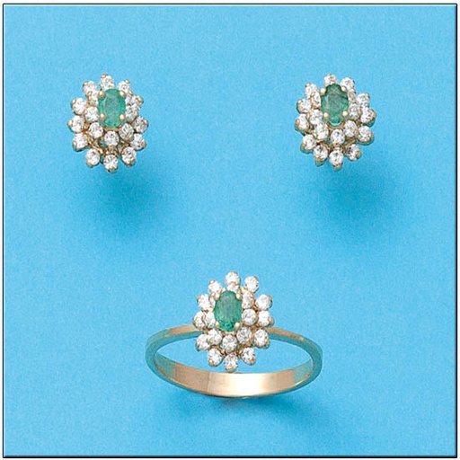 PENDIENTES ORO 18KL ESMERALDA FINA