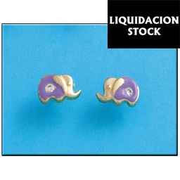 [PT122] PENDIENTE ELEFANTE - PLATA 90 Y ORO 10 