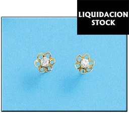[PT292] PENDIENTE FLOR - PLATA 90 Y ORO 10