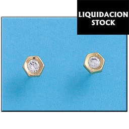 [PT217] PENDIENTE HEXAGONAL - PLATA 90 Y ORO 10