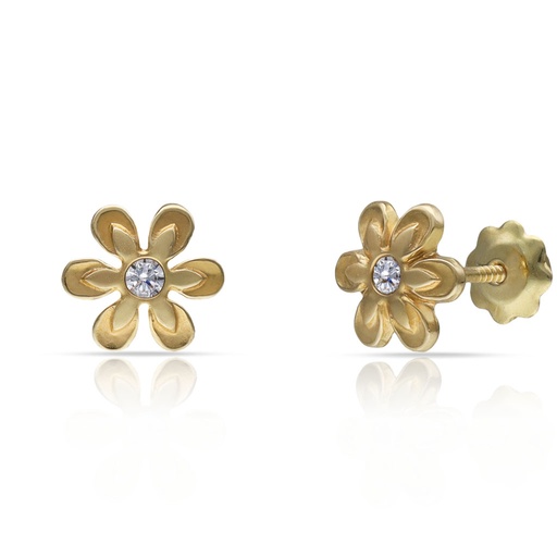PENDIENTES ORO 18KL FLOR + CIRCONITAS - 7MM