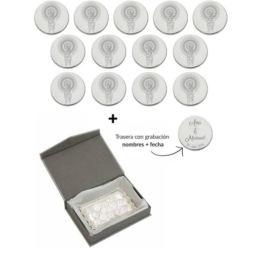 ARRAS PERSONALIZADAS V. DEL PILAR · PLATA DE LEY + BANDEJA + ESTUCHE