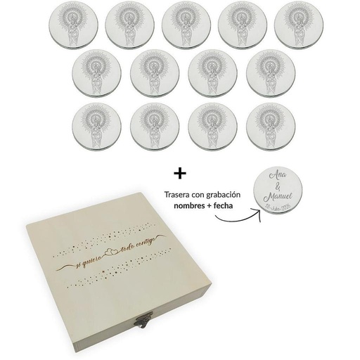ARRAS PERSONALIZADAS V. DEL PILAR · PLATA DE LEY + ESTUCHE MADERA