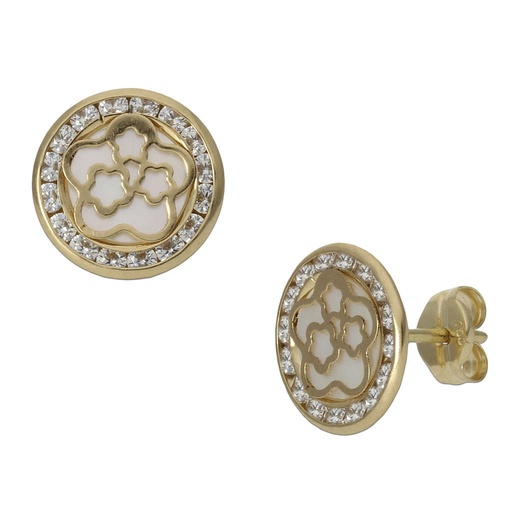 PENDIENTES ORO 18KL NACAR FLORES - 9.50MM