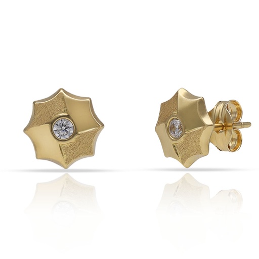 PENDIENTES ORO 18KL OCTOGONO CIRCONITAS - 8MM