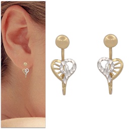 [P995] PENDIENTES BICOLOR CORAZONES ORO 18KL