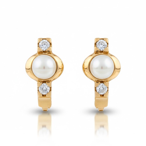 PENDIENTES ORO 18KL P. CULTIVADAS + CIRCONITAS