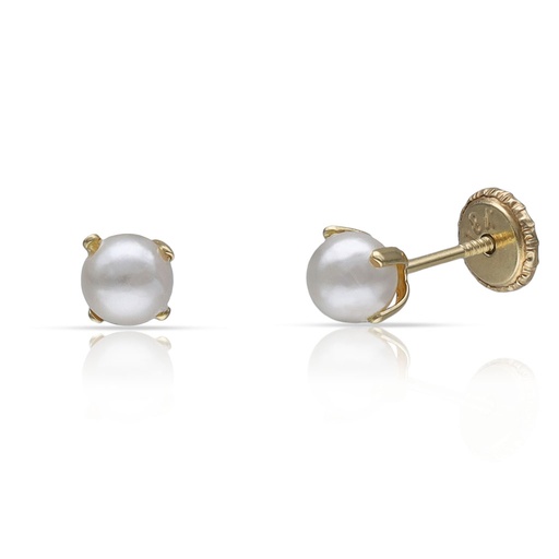 PENDIENTES ORO 18KL PERLAS - 4MM