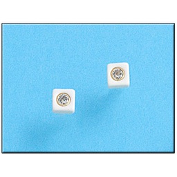 [P289] PENDIENTES EN ORO 18KL CERAMICA BLANCA 