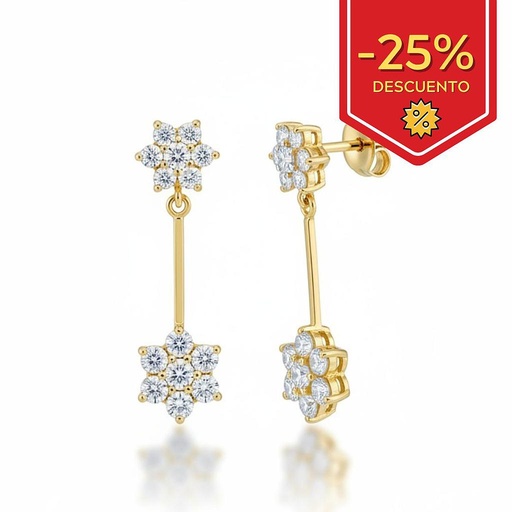 PENDIENTES ORO 18KL ROSETON + CIRCONITAS