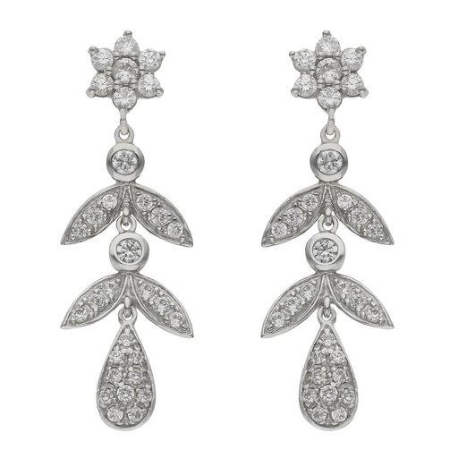 PENDIENTES ORO BLANCO 18KL CIRCONITAS - 13x40MM