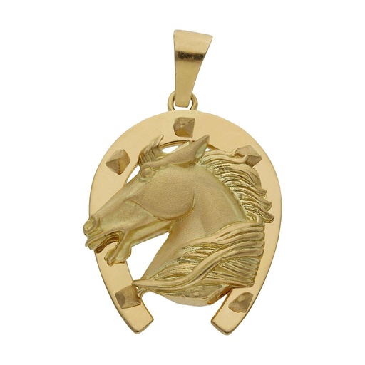 CABEZA ORO 18KL  CABALLO Y HERRADURA