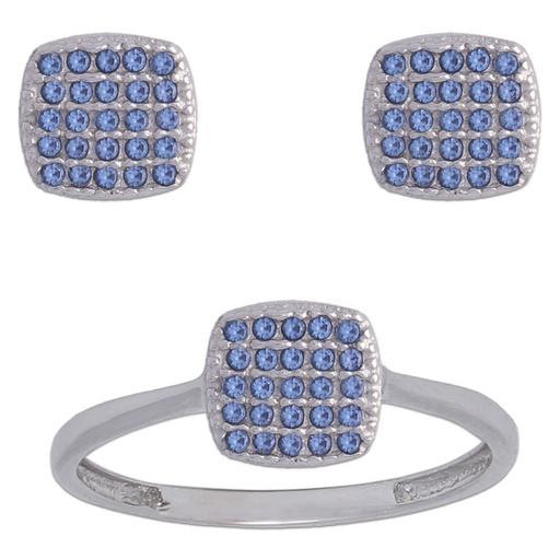 PENDIENTES ORO BLANCO 18KL COLOR AZUL 