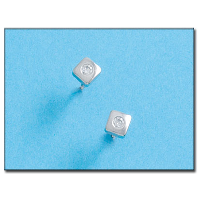 PENDIENTES ORO BLANCO 18KL CUADRADOS