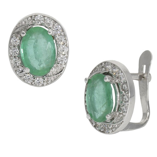 PENDIENTES ORO BLANCO 18KL ESMERALDAS FINAS 