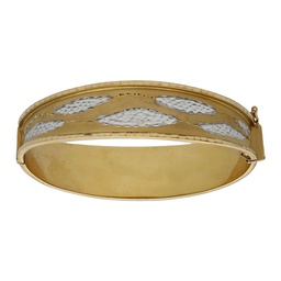 [PU1433] BRAZALETE BICOLOR TALLADO ORO 18KL