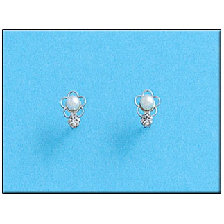 PENDIENTES ORO BLANCO 18KL PERLAS