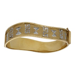 [PU1434] BRAZALETE BICOLOR TALLADO ORO 18KL