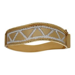 [PU1429] BRAZALETE BICOLOR TALLADO ORO 18KL